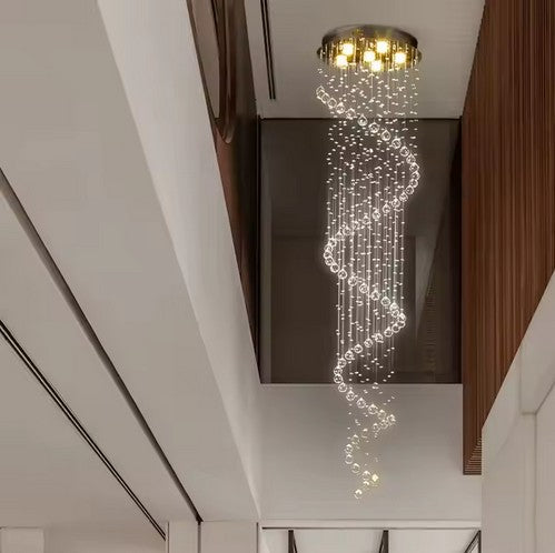 Indoor Luxury Decorative Living Room Pendant Light Dimming Lighting Villa Stairs Led Crystal Chandelier