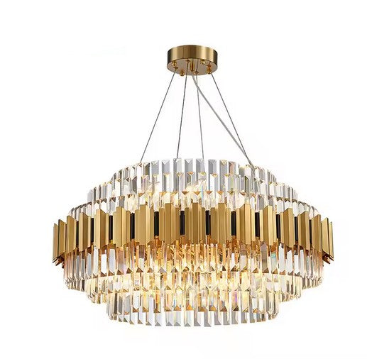 Modern Decoration Art Indoor Coffee Shop Gold Round Crystal Led Chandelier Light