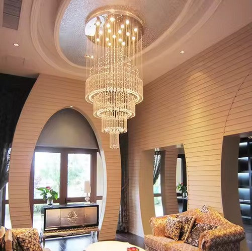 Modern Decor Custom Hotel Stairs Luxury Large Pendant Lights High Ceiling Crystal Chandeliers