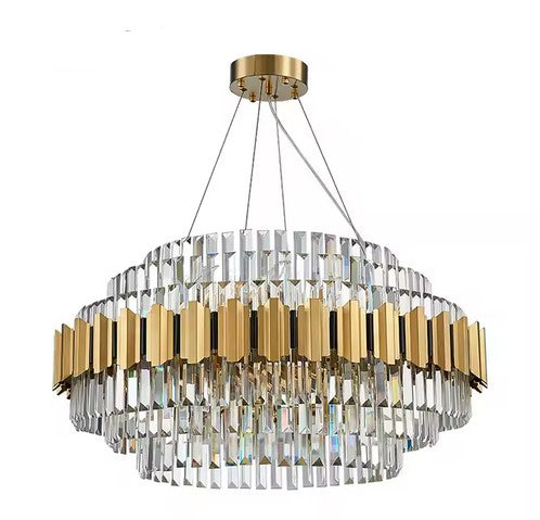 Modern Decoration Art Indoor Coffee Shop Gold Round Crystal Led Chandelier Light