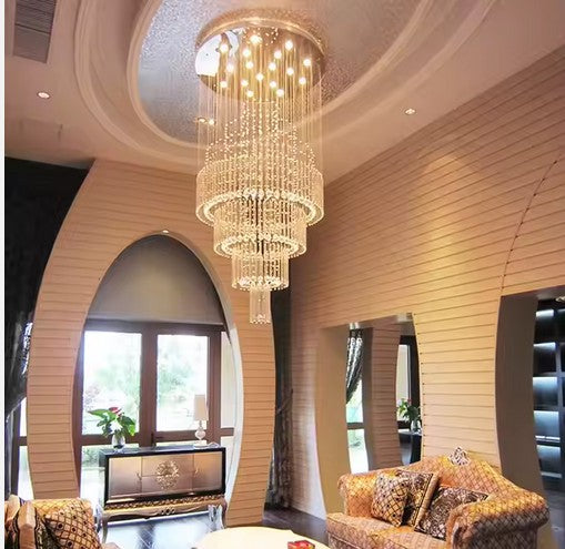 Modern Decor Custom Hotel Stairs Luxury Large Pendant Lights High Ceiling Crystal Chandeliers