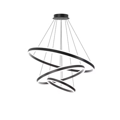 Modern Simple Living Room Black LED Aluminum Ring Chandelier Pendant Light