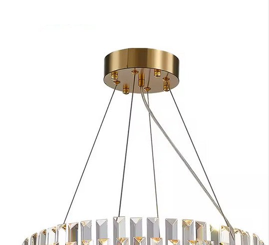 Modern Decoration Art Indoor Coffee Shop Gold Round Crystal Led Chandelier Light