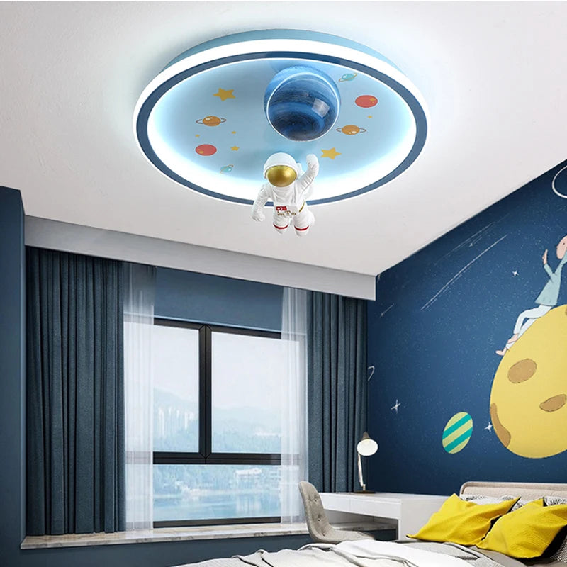 Modern Led Chandelier Light For Children's room Bedroom study Kids Baby Blue Cartoon Astronaut Ceiling Lamp Decor Light Fixtures