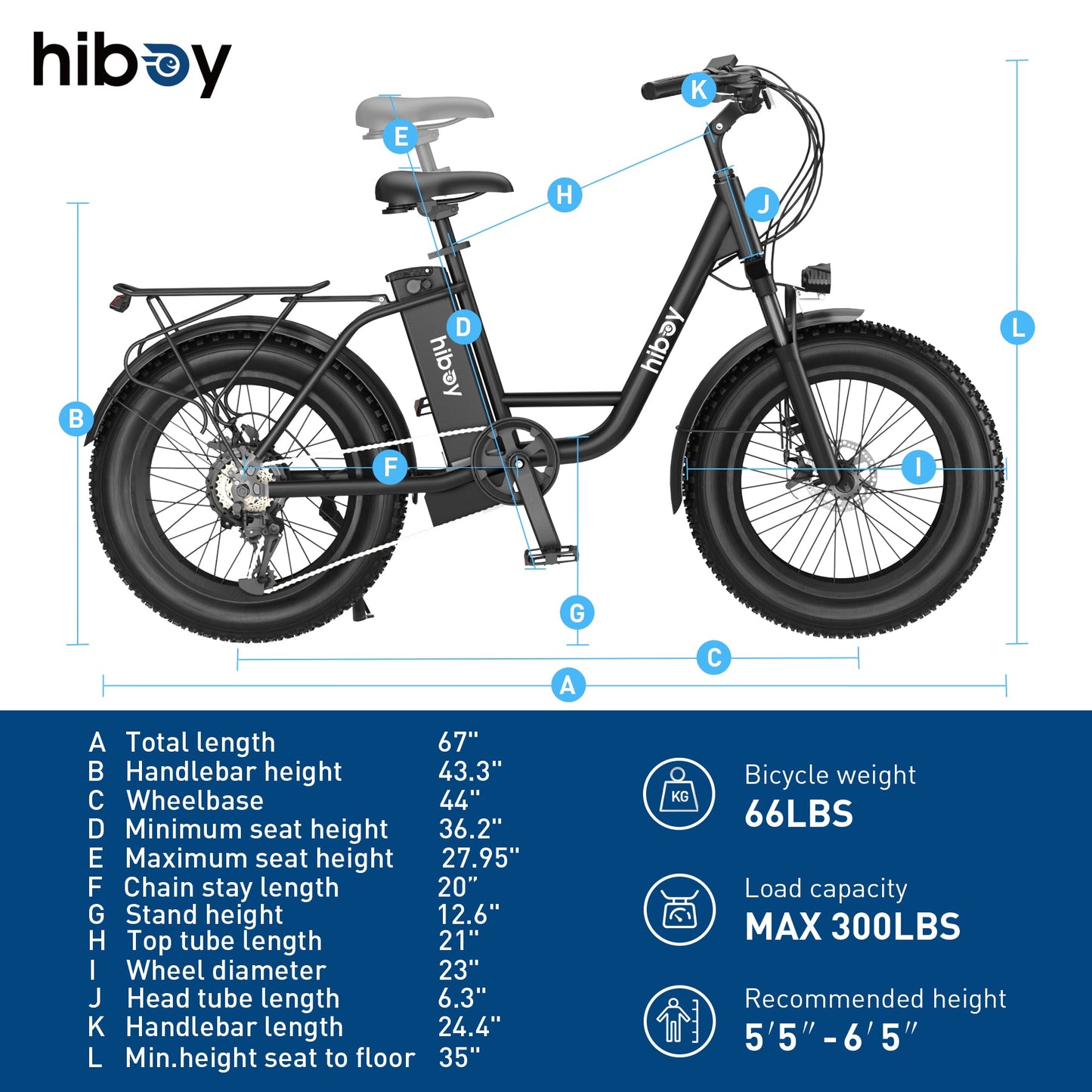 Hiboy EX6 Step-thru Fat Tire Electric Bike Black Colour