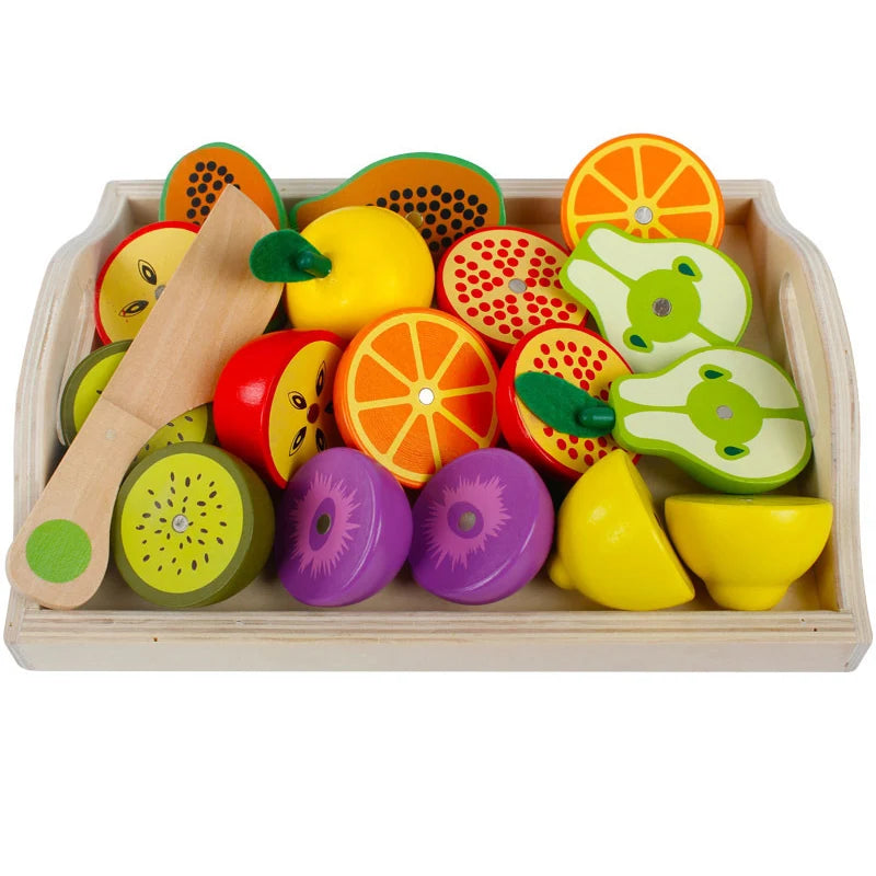 Simulation Kitchen Series Montessori Cut Fruits and Vegetables Wooden Toys Classic Pretend Play Cooking Interest Cultivation