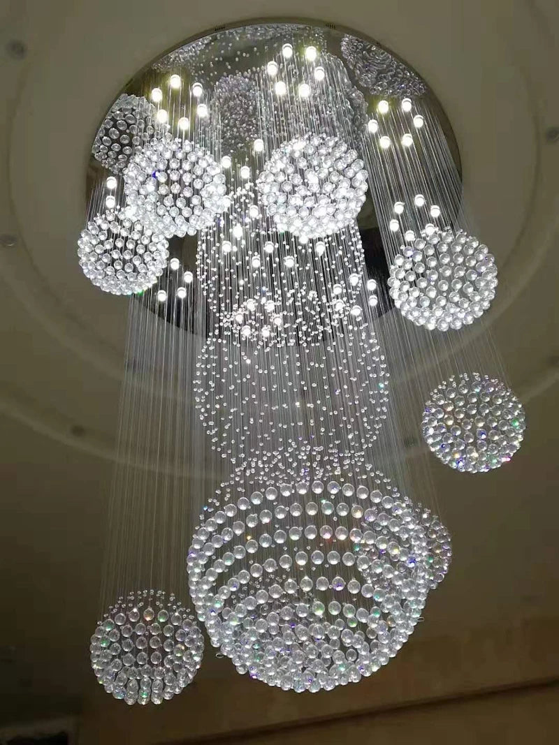 Modern Large Chandelier 13PCS Lustre Crystal Ball Design Chandeliers Large Lustres De Cristal Lights D80xH300cm Guarantee 100%