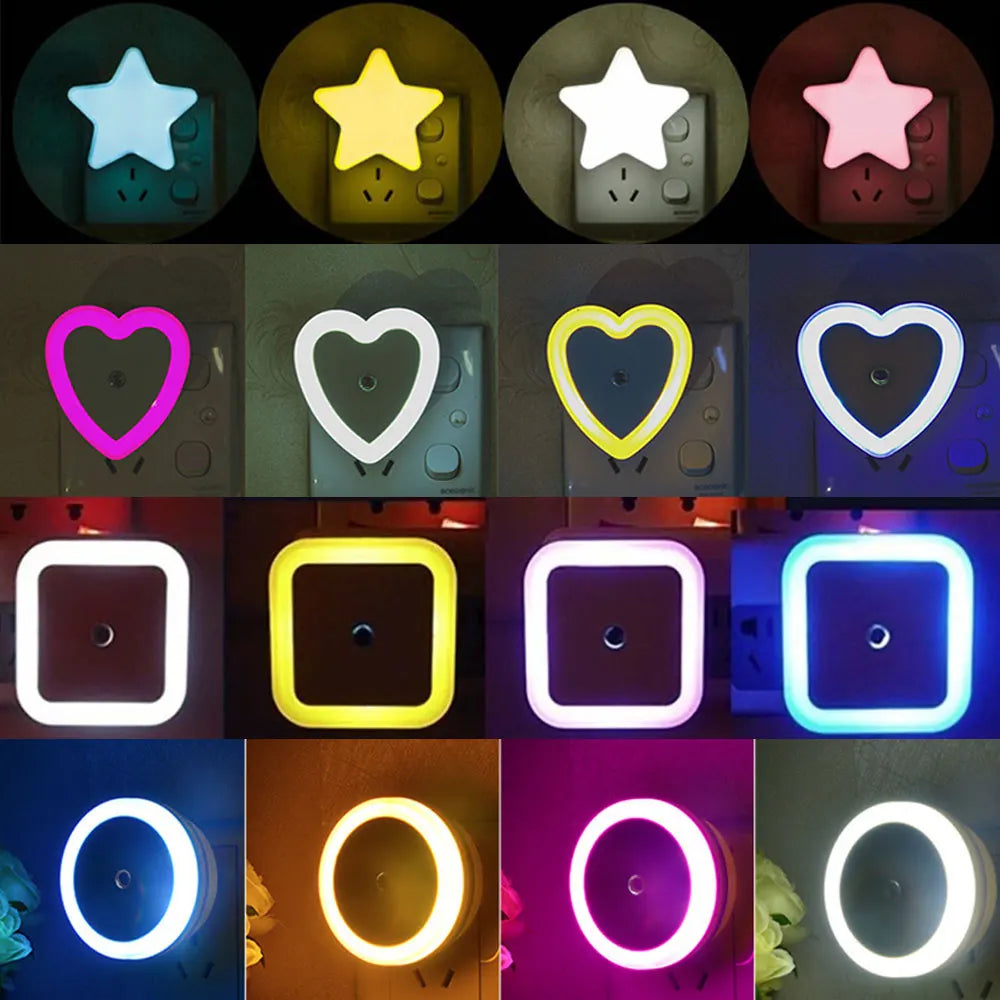 LED Night Light Mini Cute Wall Plug-in Auto Sensor Bedside Lamp For Bedroom Kid's Room Hallway Corridor Stairs