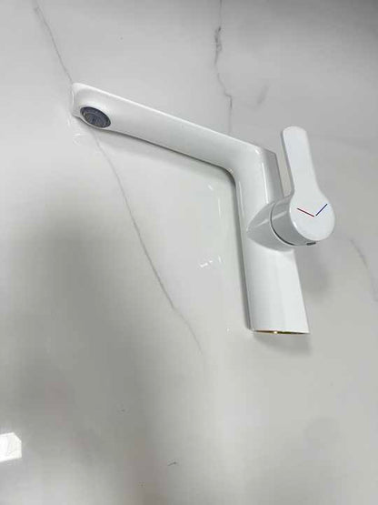 Modern Luxury White Brass Bathroom Faucet Hot and Cold Basin Mixer for Hotels and Luxury Bathrooms