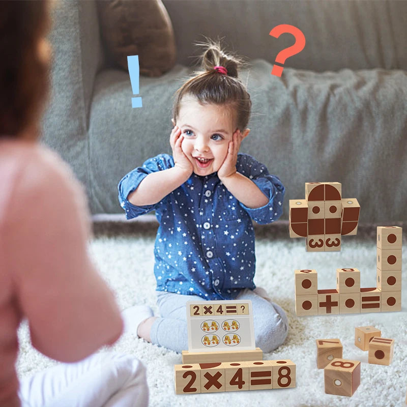 Magplayer Children Educational Wood Toys Magnetic Arabic Numbers Wooden Cubes Magnetic Blocks Toys For Kids Learning Gifts