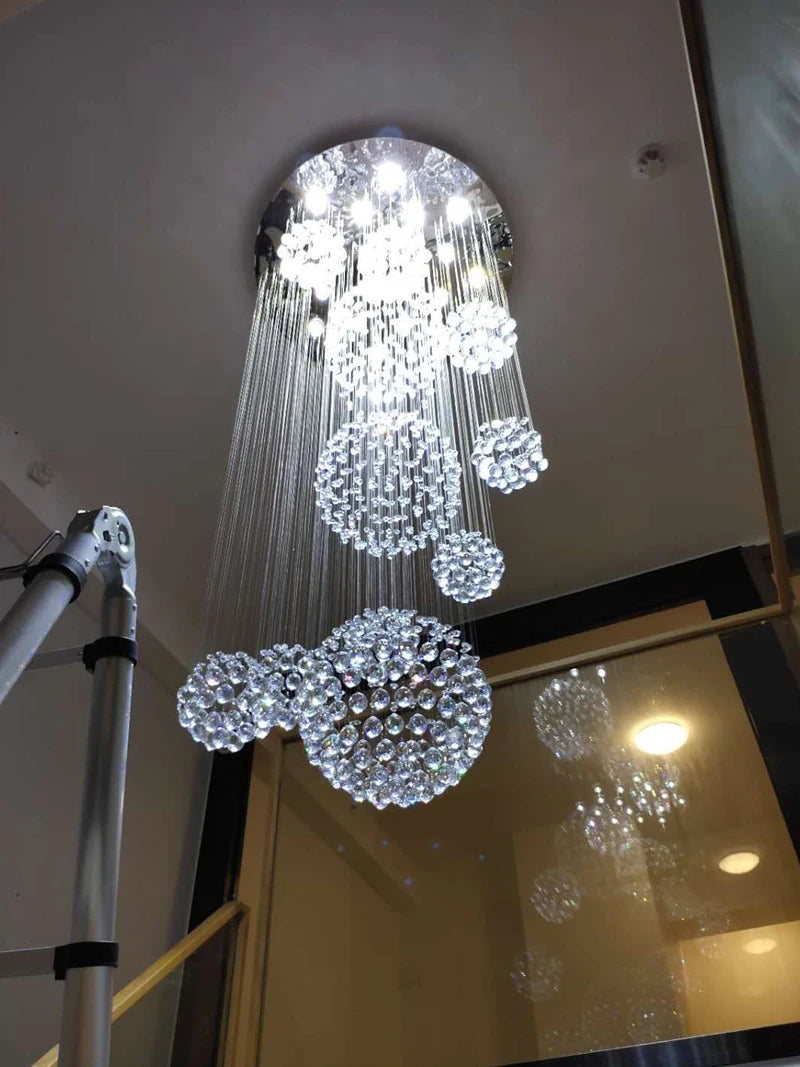 Modern Large Chandelier 13PCS Lustre Crystal Ball Design Chandeliers Large Lustres De Cristal Lights D80xH300cm Guarantee 100%