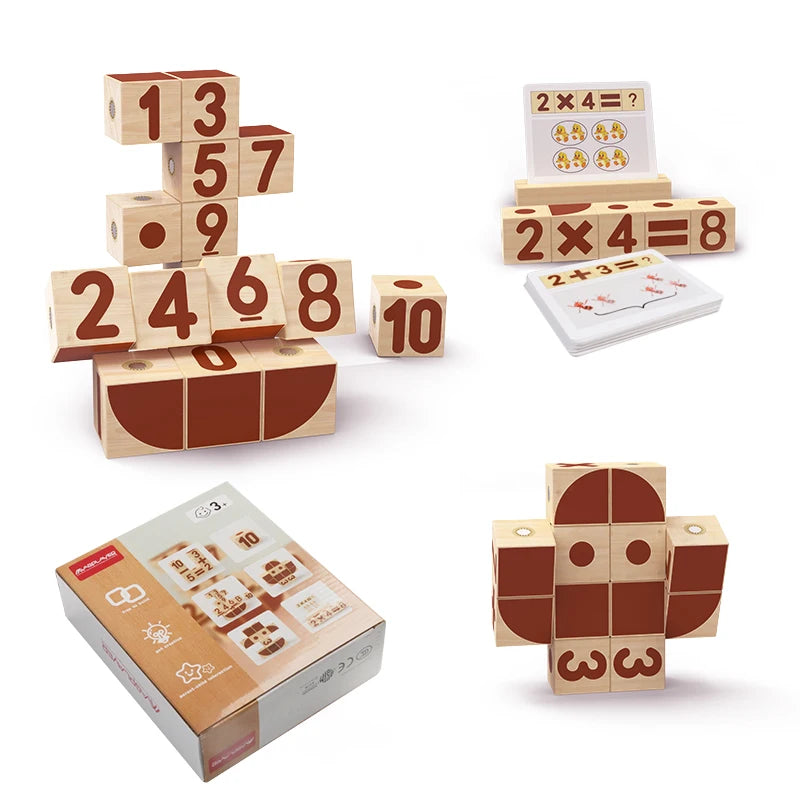 Magplayer Children Educational Wood Toys Magnetic Arabic Numbers Wooden Cubes Magnetic Blocks Toys For Kids Learning Gifts