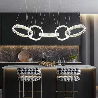 Hot Sell Led Round Crystal Circle Chandelier Ring Lamp Pendant Lights for Custom Hotel Restaurant Hanging Lights
