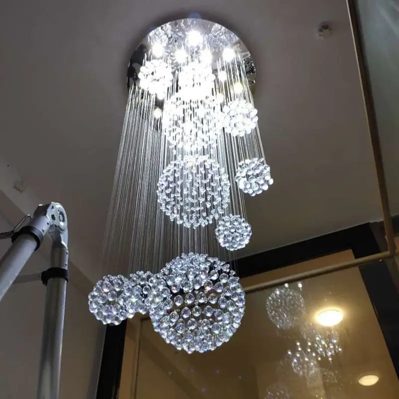 Modern Large Chandelier 13PCS Lustre Crystal Ball Design Chandeliers Large Lustres De Cristal Lights D80xH300cm Guarantee 100%