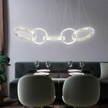 Hot Sell Led Round Crystal Circle Chandelier Ring Lamp Pendant Lights for Custom Hotel Restaurant Hanging Lights