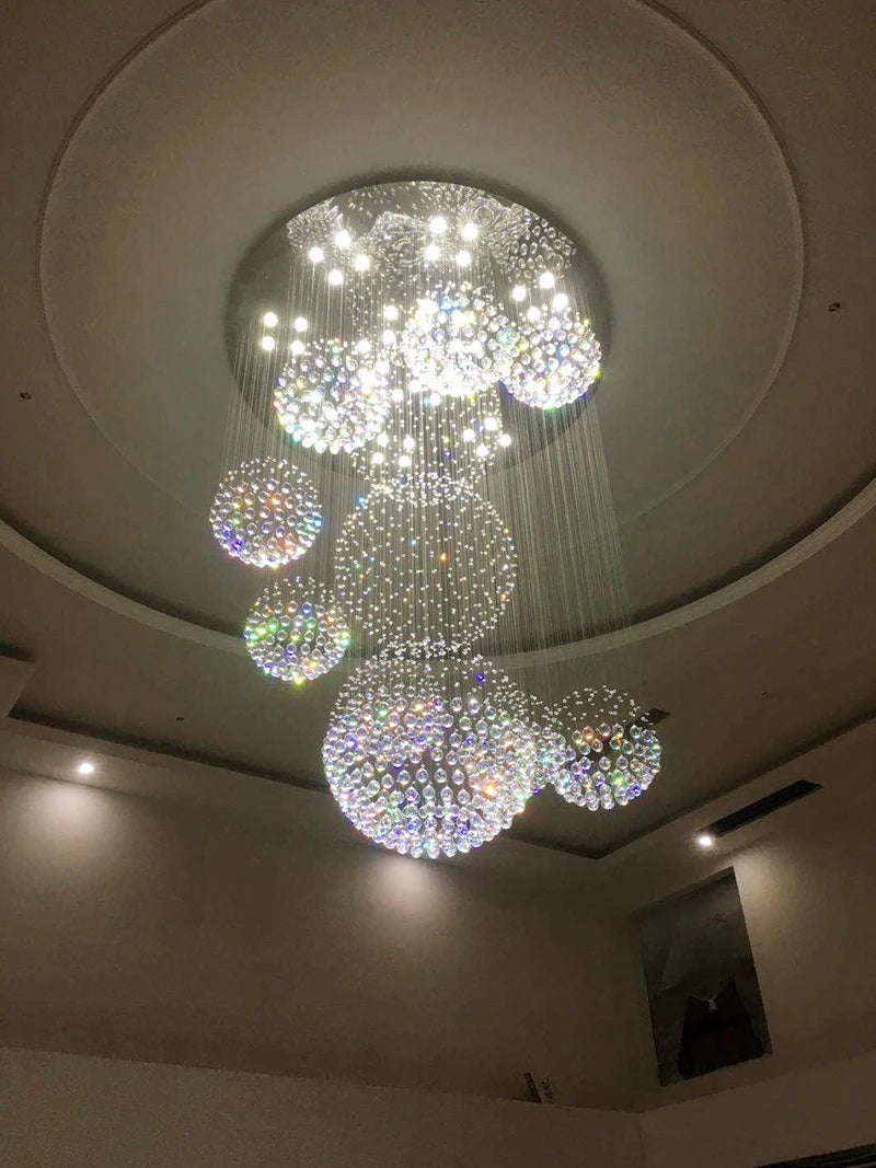 Modern Large Chandelier 13PCS Lustre Crystal Ball Design Chandeliers Large Lustres De Cristal Lights D80xH300cm Guarantee 100%