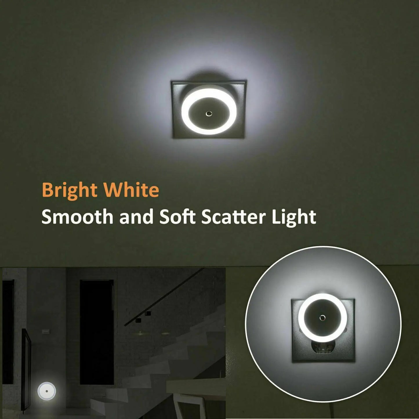 LED Night Light Mini Cute Wall Plug-in Auto Sensor Bedside Lamp For Bedroom Kid's Room Hallway Corridor Stairs