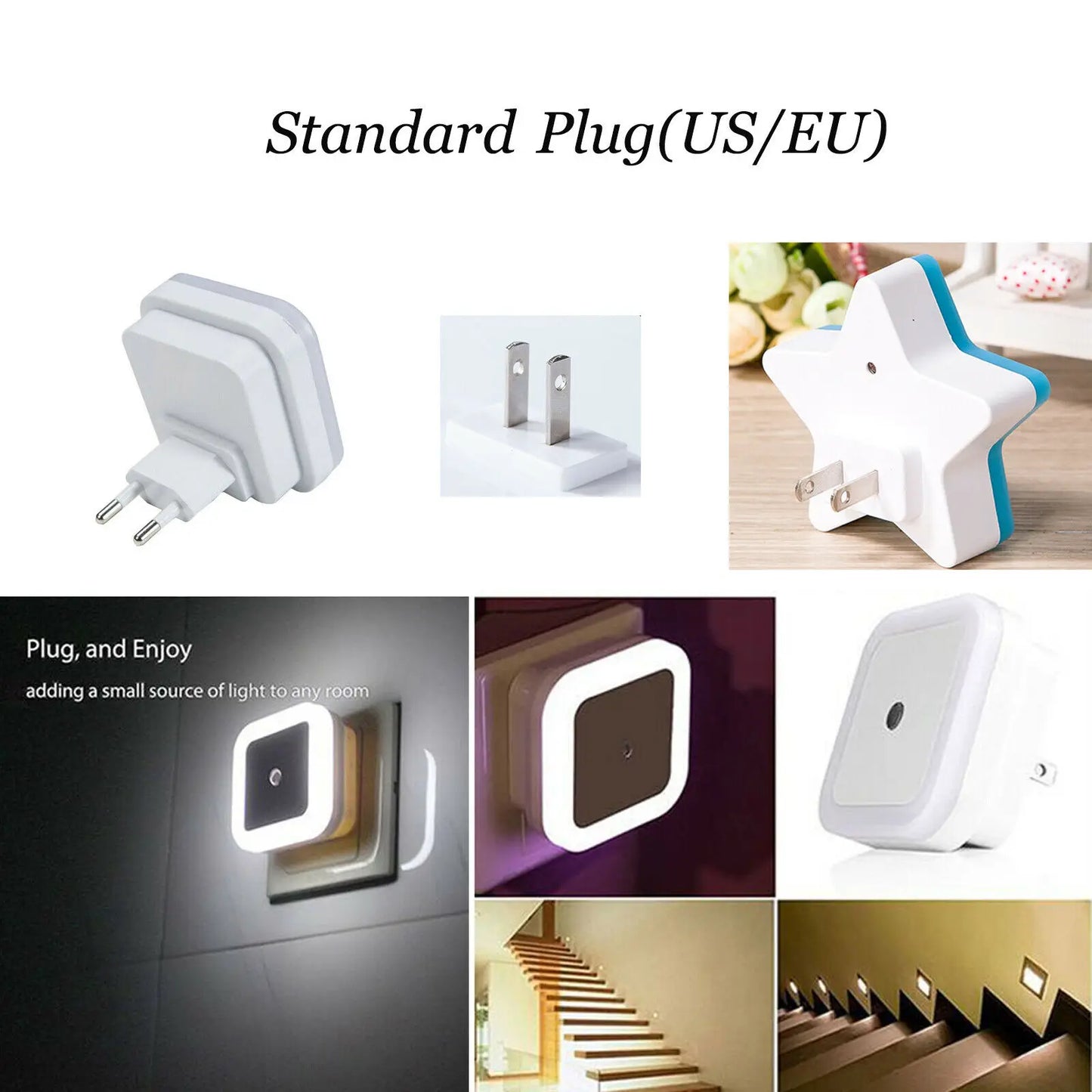 LED Night Light Mini Cute Wall Plug-in Auto Sensor Bedside Lamp For Bedroom Kid's Room Hallway Corridor Stairs