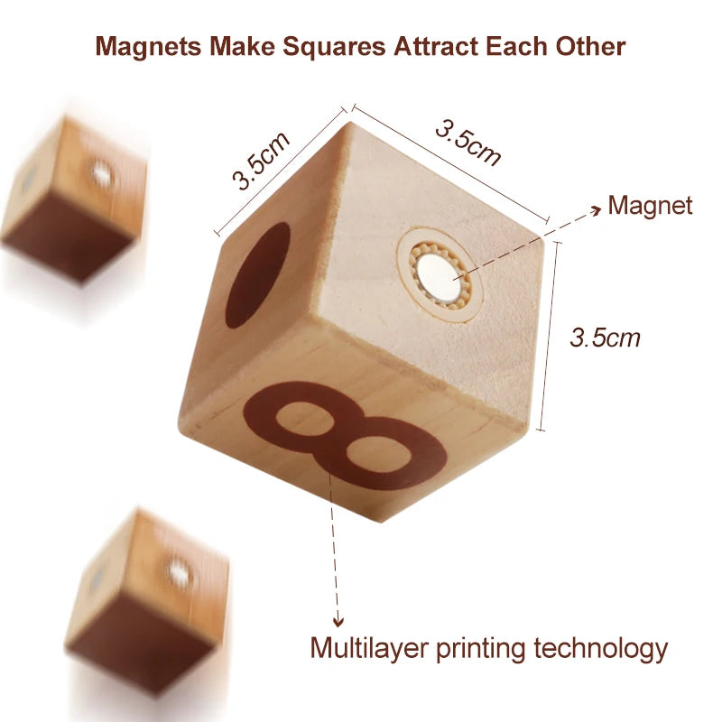 Magplayer Children Educational Wood Toys Magnetic Arabic Numbers Wooden Cubes Magnetic Blocks Toys For Kids Learning Gifts