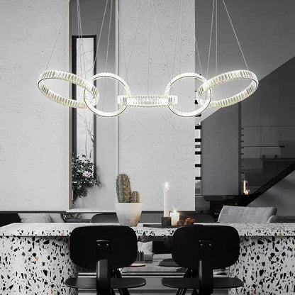 Hot Sell Led Round Crystal Circle Chandelier Ring Lamp Pendant Lights for Custom Hotel Restaurant Hanging Lights