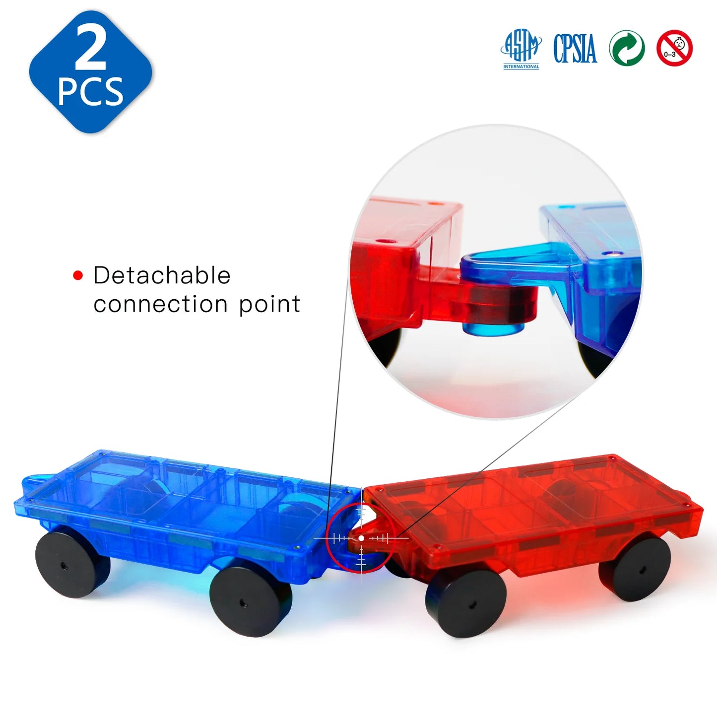 2 Piece Car Set Suitable for Big Size Magnetic Building Blocks Magnet Tiles Intelligent Montessori Educational Toys for Children