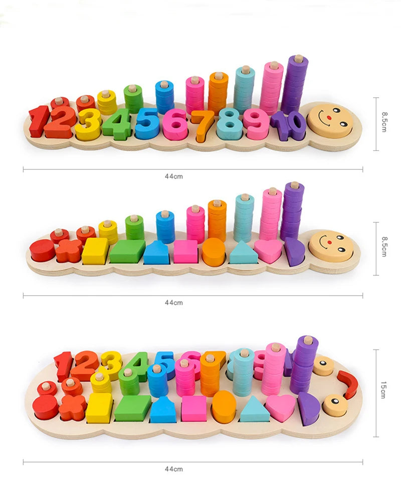 Safe Montessori coloful Children Preschool Teaching kids Counting and Stacking Board Wooden Math Toy learning educational toys