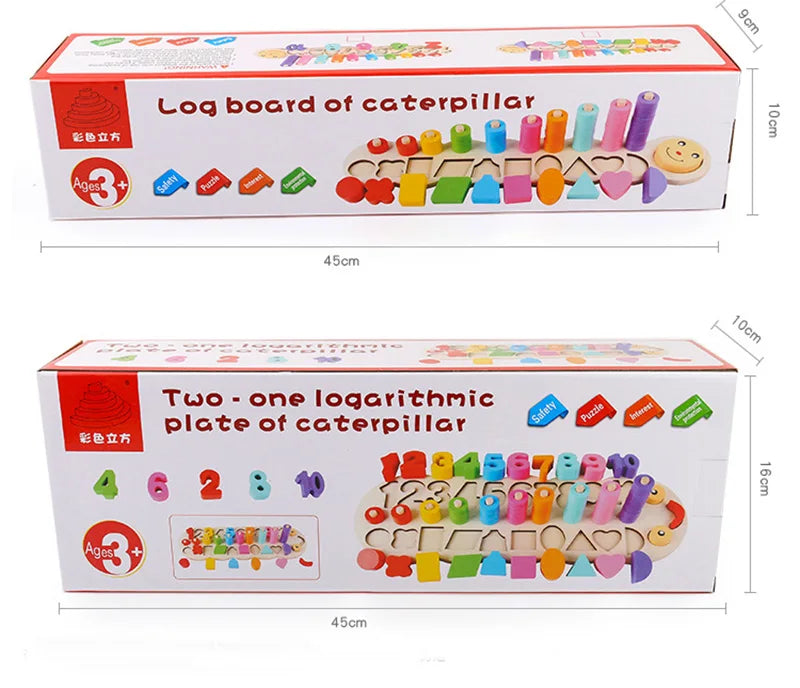 Safe Montessori coloful Children Preschool Teaching kids Counting and Stacking Board Wooden Math Toy learning educational toys