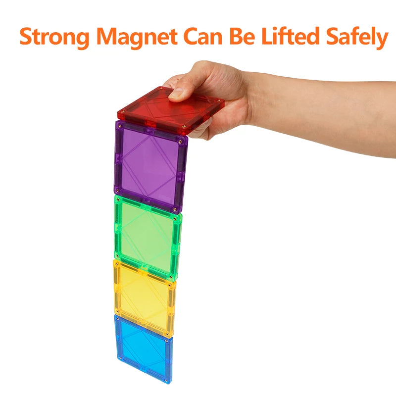 1Set Magnet Tiles Construction Toy Set DIY Big Size Magnetic Building Blocks Montessori Educational Toys For Kids Gift