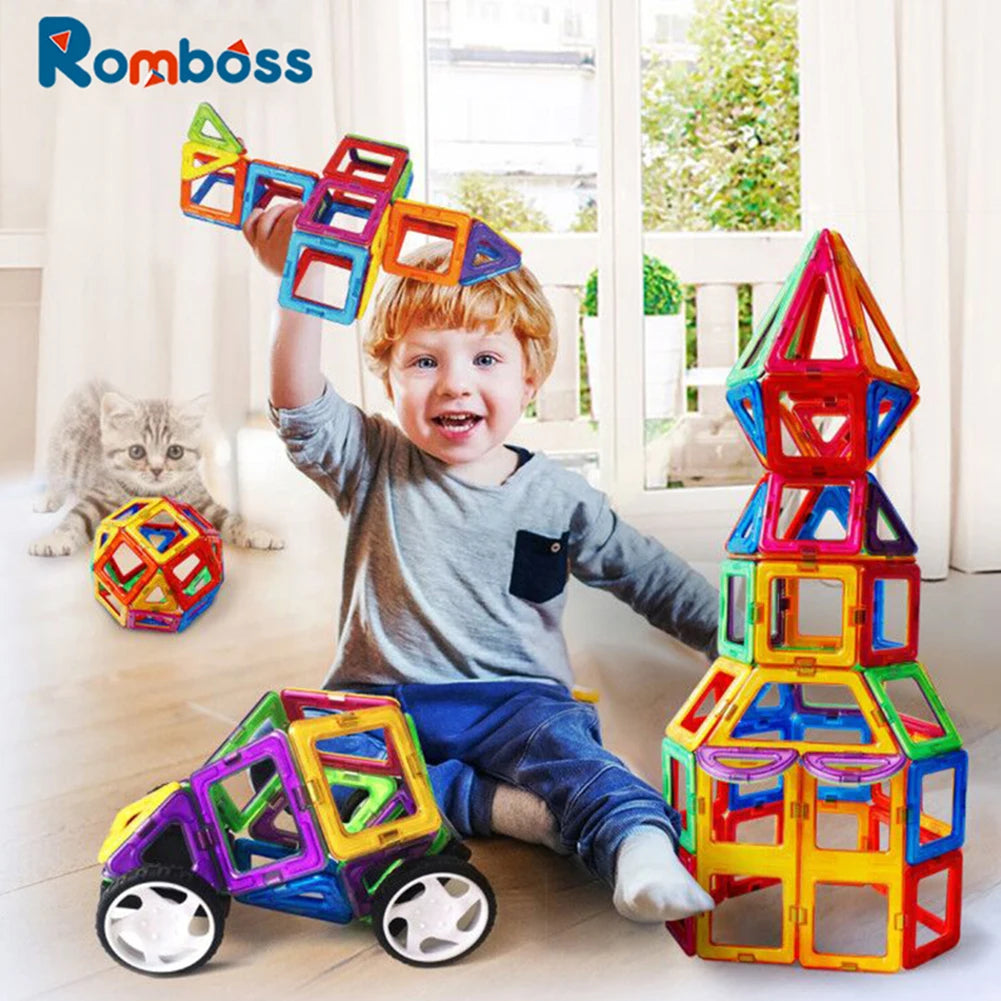 102PCS Big Size Magnetic Construction Sets Model Designer Game Magnetic Building Blocks Montessori Educational Toys for Children