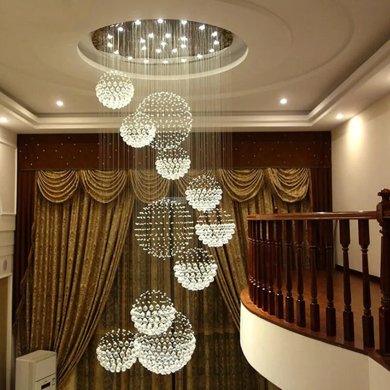 Modern Large Chandelier 13PCS Lustre Crystal Ball Design Chandeliers Large Lustres De Cristal Lights D80xH300cm Guarantee 100%