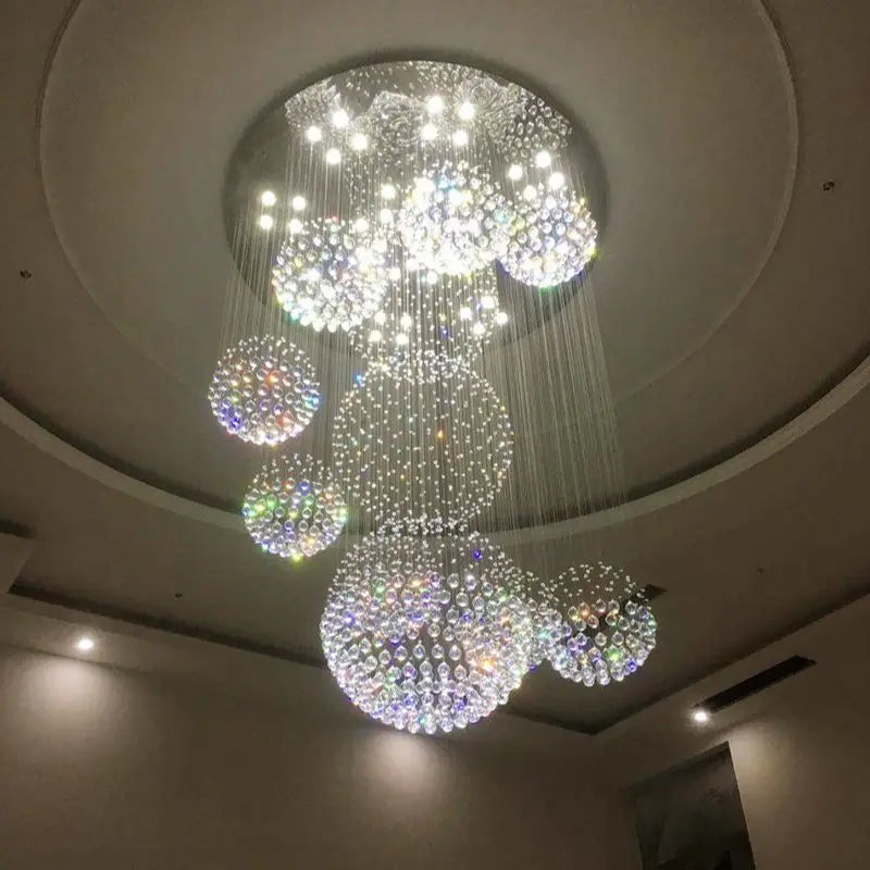 Modern Large Chandelier 13PCS Lustre Crystal Ball Design Chandeliers Large Lustres De Cristal Lights D80xH300cm Guarantee 100%