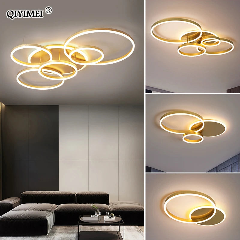 Gold White Modern LED Chandelier Lighting For Living Study Room Lights Indoor Lamps Parlor Foyer Lustres Chandeliers Luminair