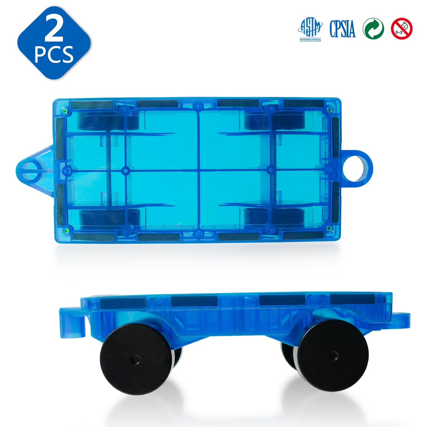 2 Pcs Cars DIY Construction Set for 7.5cm Magnetic Building Blocks Tiles Strong Magnet Montessori Educational Toys For Children