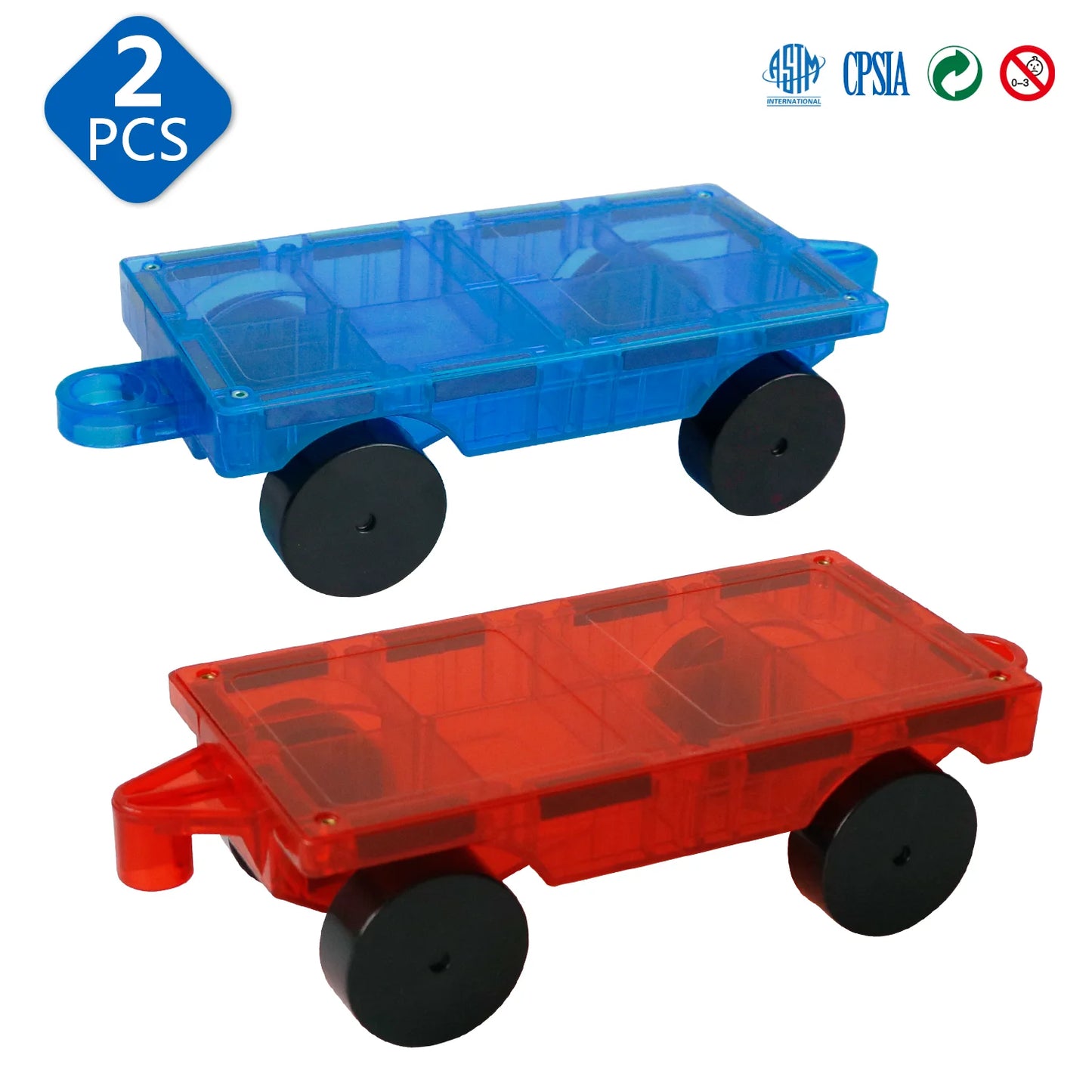 2 Piece Car Set Suitable for Big Size Magnetic Building Blocks Magnet Tiles Intelligent Montessori Educational Toys for Children