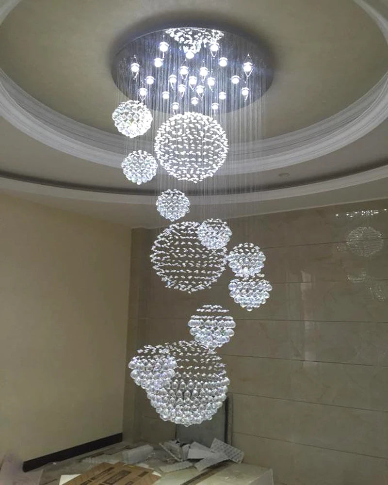 Modern Large Chandelier 13PCS Lustre Crystal Ball Design Chandeliers Large Lustres De Cristal Lights D80xH300cm Guarantee 100%