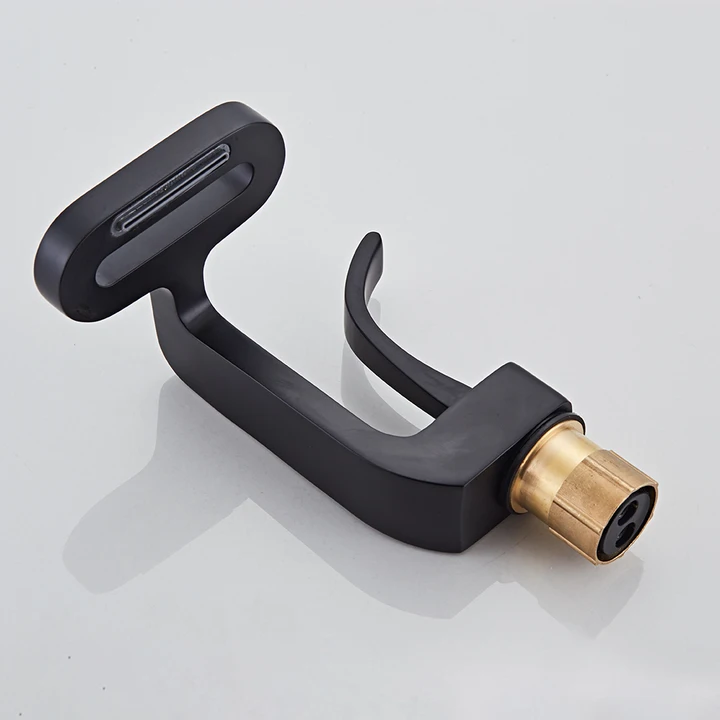 Modern Single-Handle Hot & Cold Waterfall Bath Faucet Special Design Bathroom Sink Brass Mixer Tap with Ceramic Valve Core