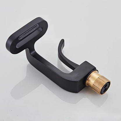 Modern Single-Handle Hot & Cold Waterfall Bath Faucet Special Design Bathroom Sink Brass Mixer Tap with Ceramic Valve Core