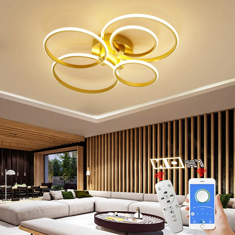 NEO Gleam Living Room Bedroom Study Room Ceiling Lights Modern led ceiling lamp 90-260V Home Lighting light Fixtures Gold Color