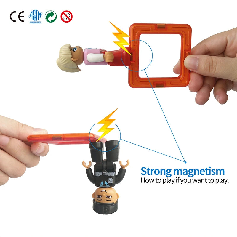 Magplayer Magnetic Lego Figures 4 PCS/Set Toy People Strong Magnet Accessories Compatible With Magnetic Tiles Educational Toys