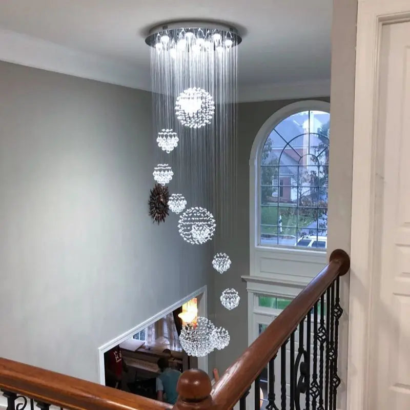 Modern Large Chandelier 13PCS Lustre Crystal Ball Design Chandeliers Large Lustres De Cristal Lights D80xH300cm Guarantee 100%