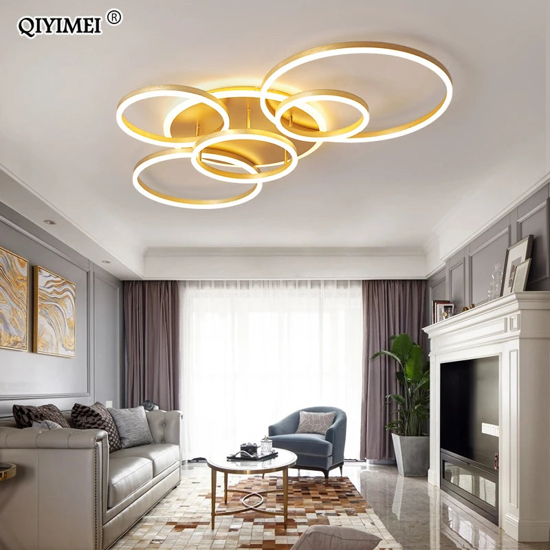 Gold White Modern LED Chandelier Lighting For Living Study Room Lights Indoor Lamps Parlor Foyer Lustres Chandeliers Luminair