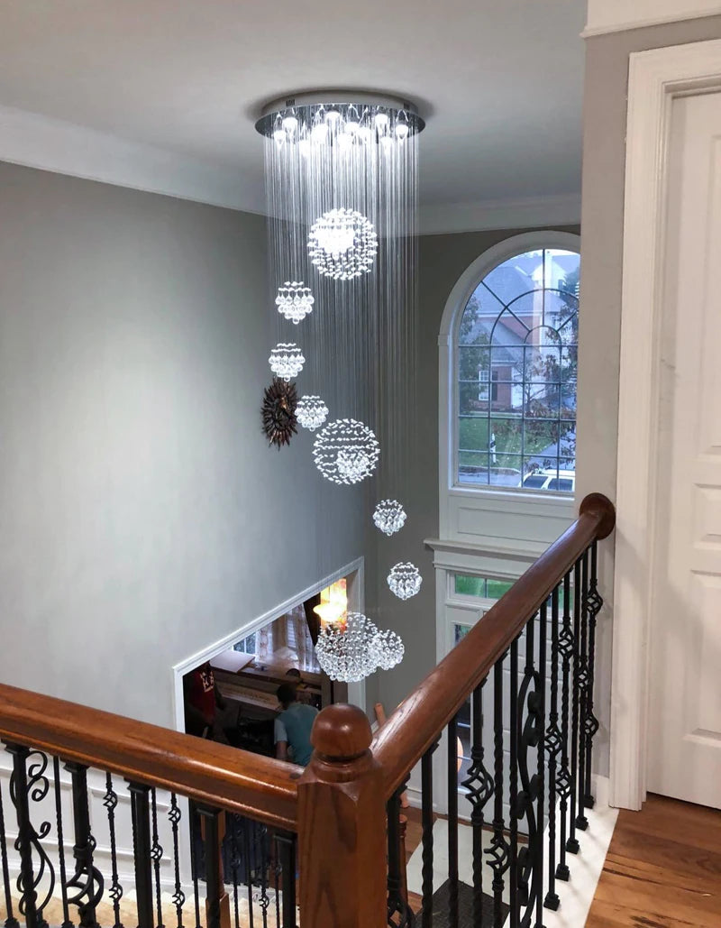 Modern Large Chandelier 13PCS Lustre Crystal Ball Design Chandeliers Large Lustres De Cristal Lights D80xH300cm Guarantee 100%