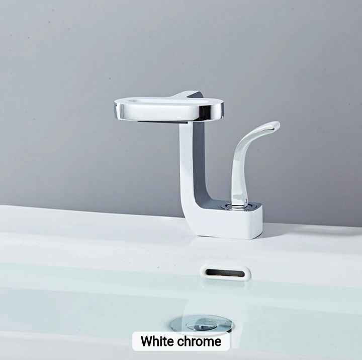 Modern Single-Handle Hot & Cold Waterfall Bath Faucet Special Design Bathroom Sink Brass Mixer Tap with Ceramic Valve Core