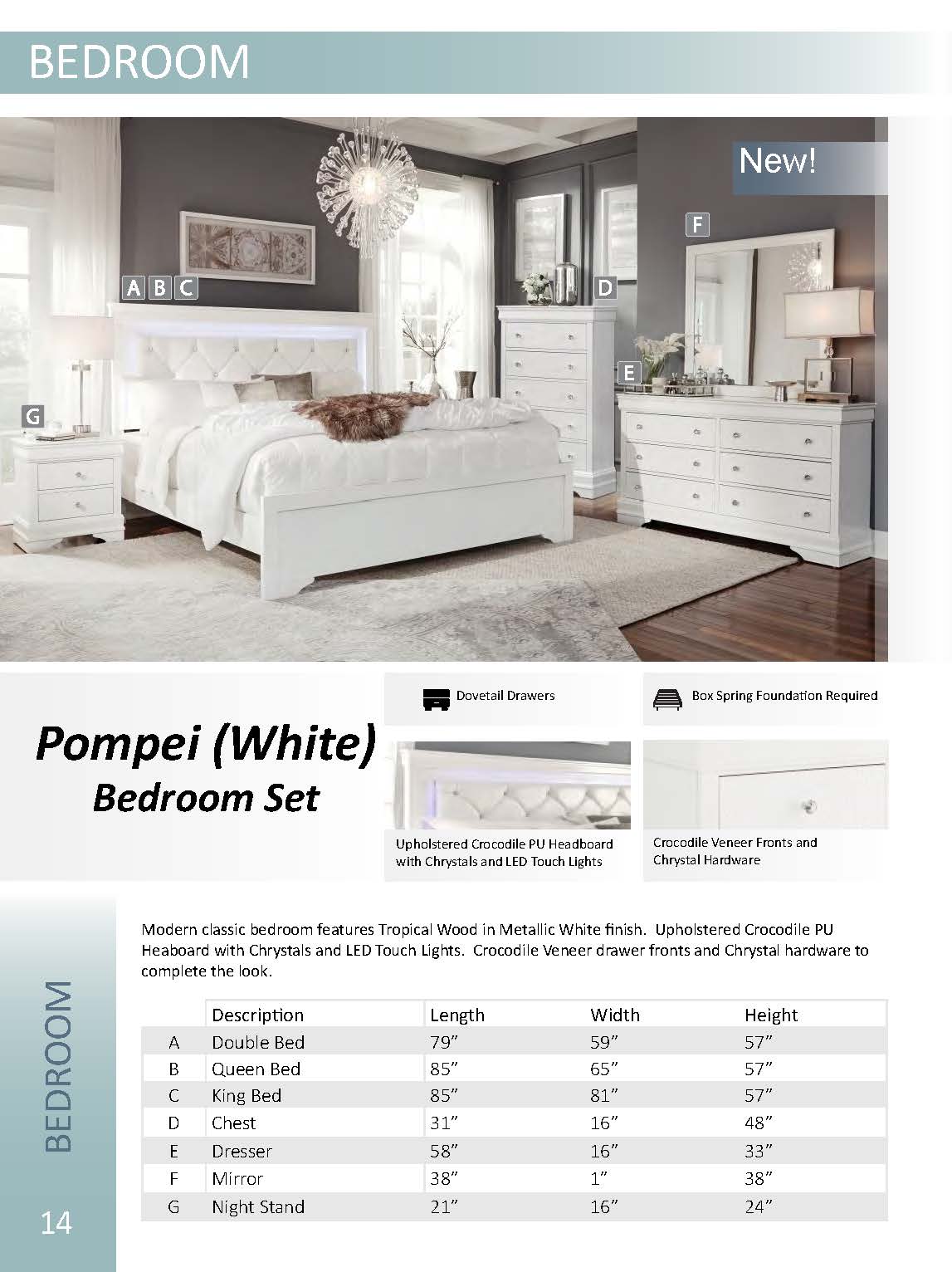 POMPEI (White/Grey) BEDROOM SET