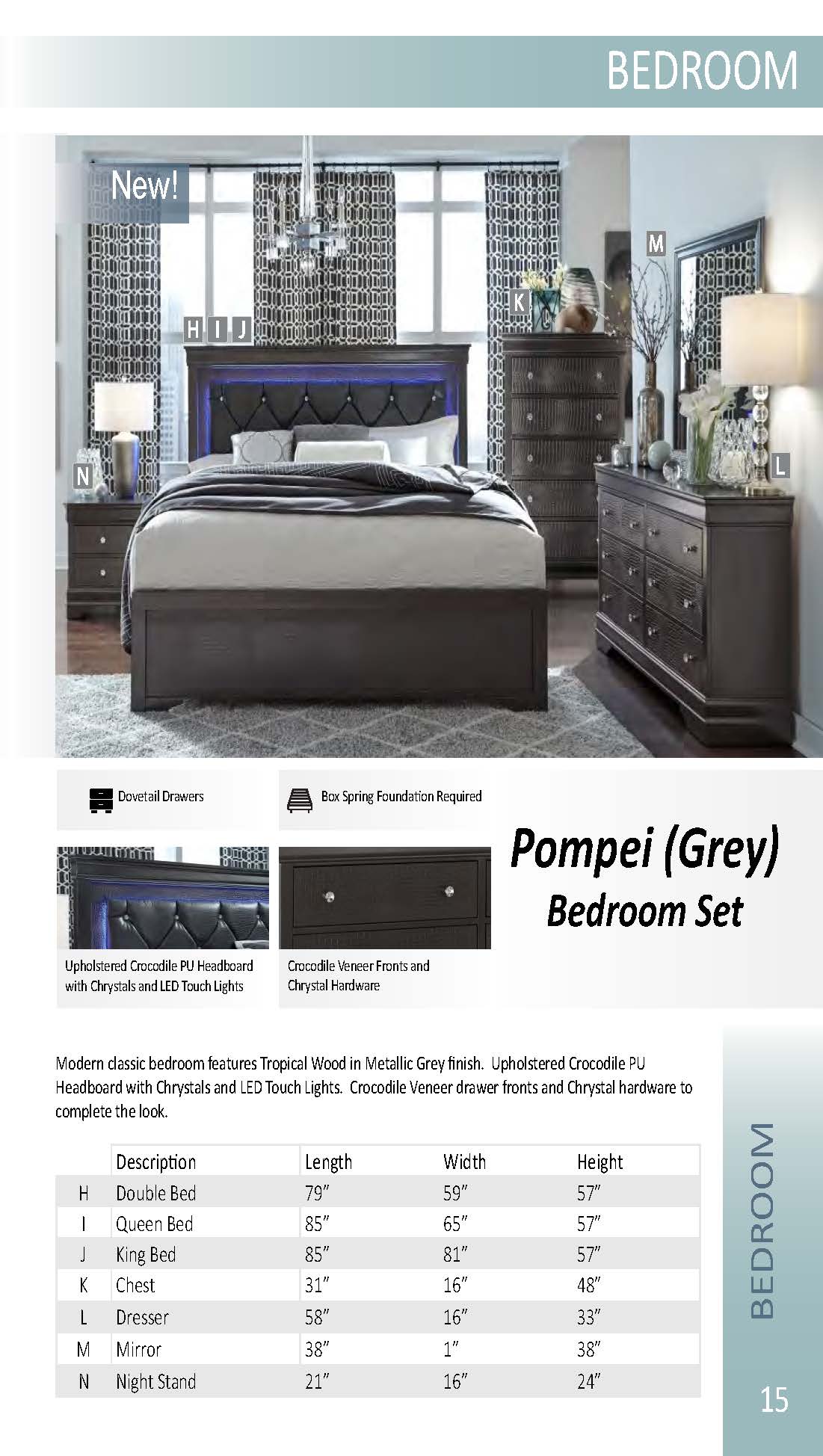 POMPEI (White/Grey) BEDROOM SET