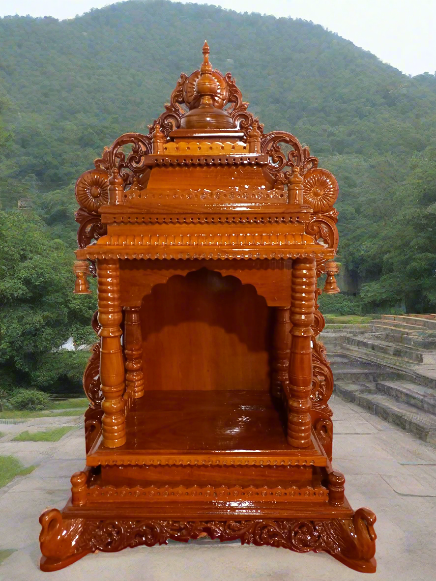 TEAK WOOD PUSPAK POOJA MANDIR AE01