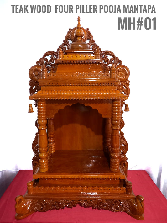 TEAK WOOD PUSPAK POOJA MANDIR AE01