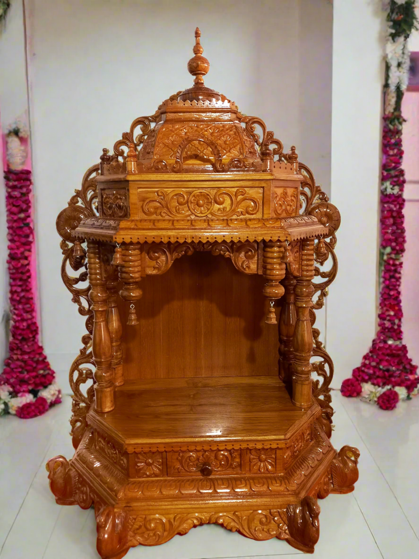 TEAK WOOD PUSPAK SPECIAL POOJA MANDIR A06