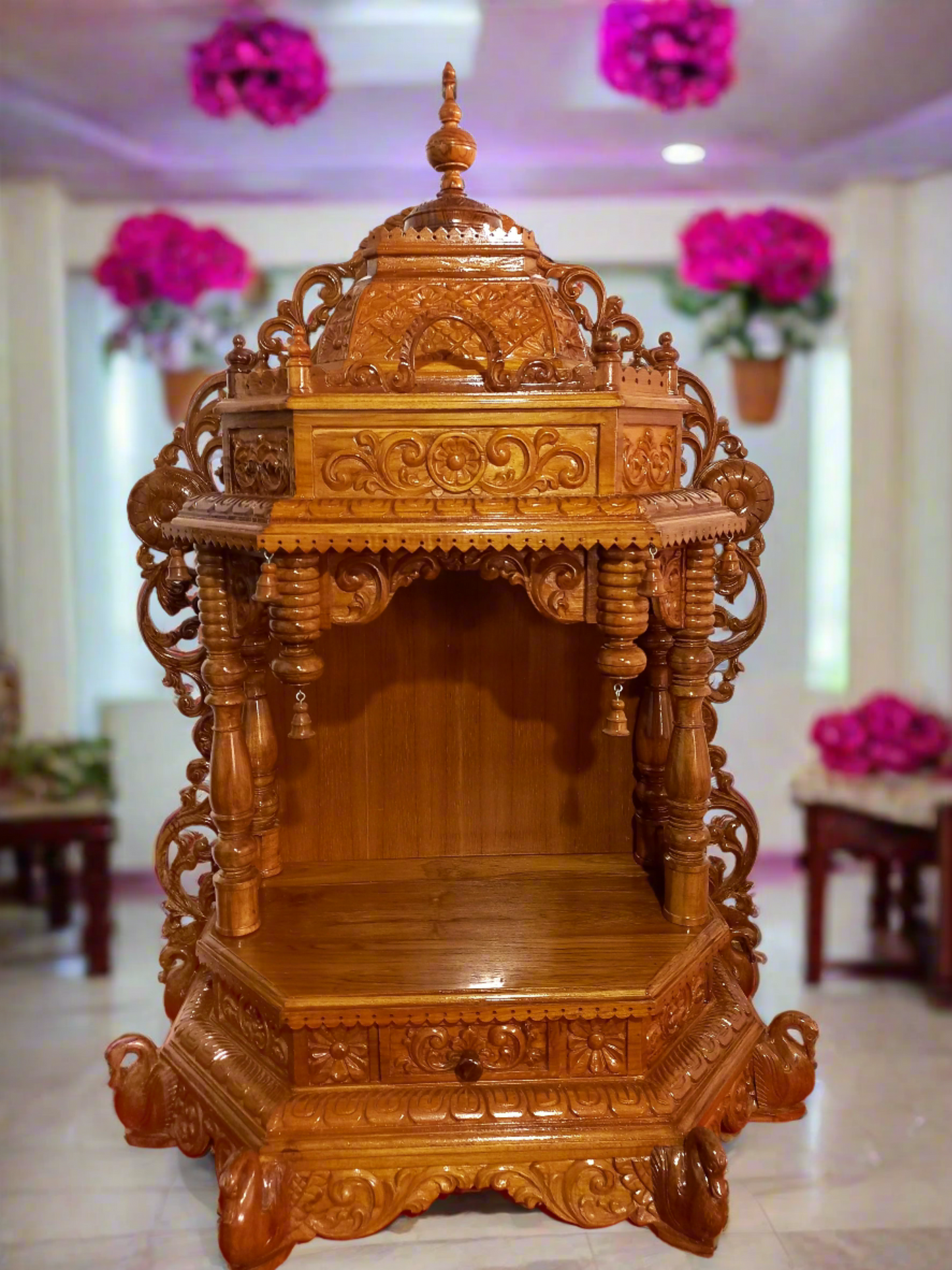 TEAK WOOD PUSPAK SPECIAL POOJA MANDIR A06