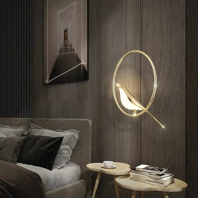 NEW LED Gold Magpie Bird Ceiling Chandelier for Dining Room Luminaire Suspension Pendant Lamp Decorative Lighting Lustre